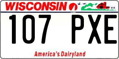 WI license plate 107PXE