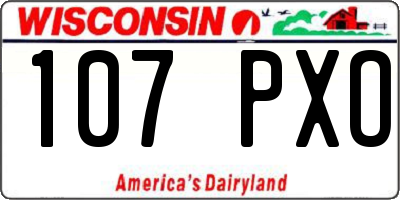 WI license plate 107PXO
