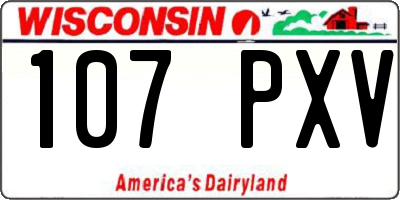 WI license plate 107PXV