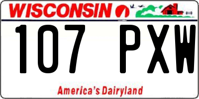 WI license plate 107PXW