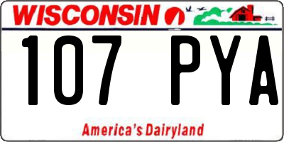 WI license plate 107PYA