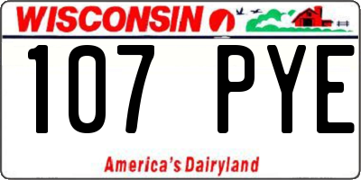 WI license plate 107PYE