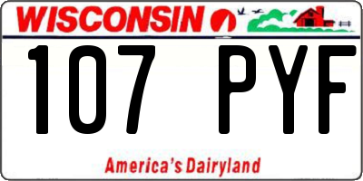 WI license plate 107PYF