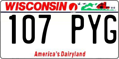 WI license plate 107PYG