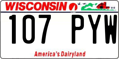 WI license plate 107PYW