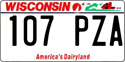 WI license plate 107PZA