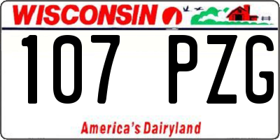 WI license plate 107PZG