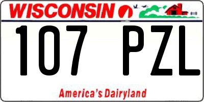 WI license plate 107PZL