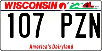 WI license plate 107PZN