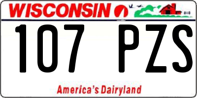 WI license plate 107PZS