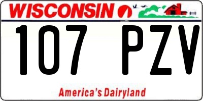 WI license plate 107PZV