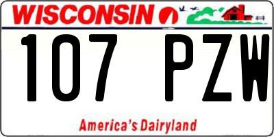 WI license plate 107PZW