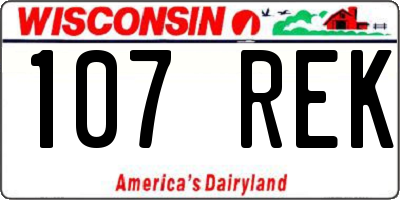 WI license plate 107REK