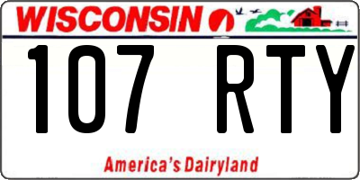 WI license plate 107RTY