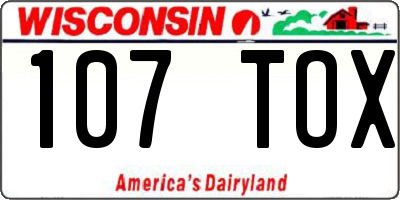 WI license plate 107TOX