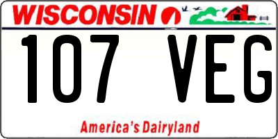 WI license plate 107VEG