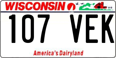 WI license plate 107VEK