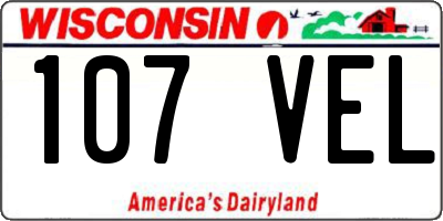 WI license plate 107VEL