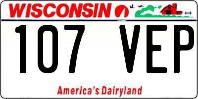 WI license plate 107VEP