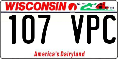 WI license plate 107VPC