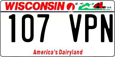 WI license plate 107VPN