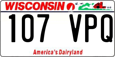 WI license plate 107VPQ