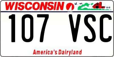 WI license plate 107VSC