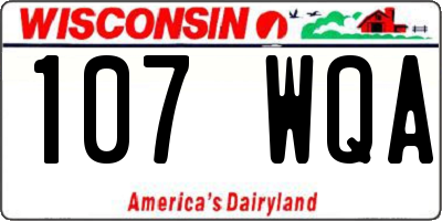 WI license plate 107WQA