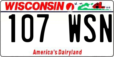 WI license plate 107WSN