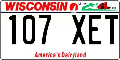 WI license plate 107XET