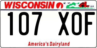 WI license plate 107XOF