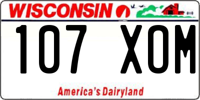 WI license plate 107XOM