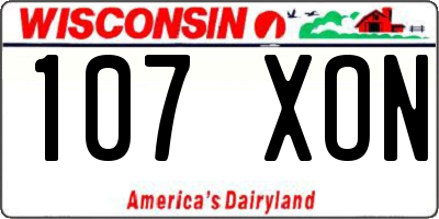 WI license plate 107XON