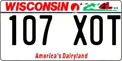 WI license plate 107XOT