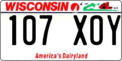 WI license plate 107XOY