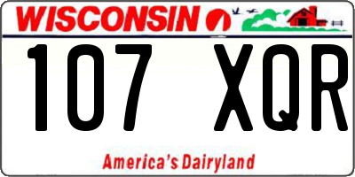 WI license plate 107XQR