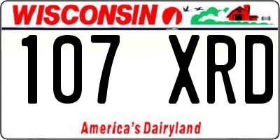 WI license plate 107XRD