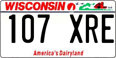 WI license plate 107XRE