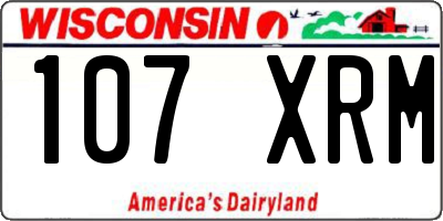 WI license plate 107XRM