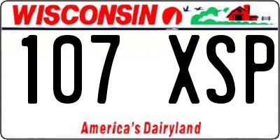 WI license plate 107XSP
