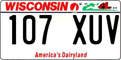 WI license plate 107XUV