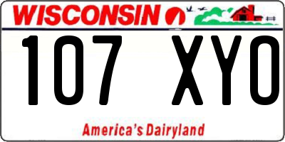 WI license plate 107XYO
