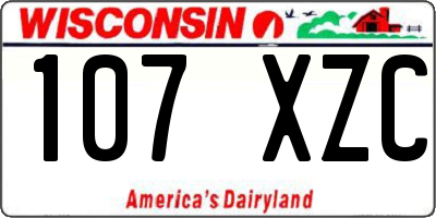 WI license plate 107XZC