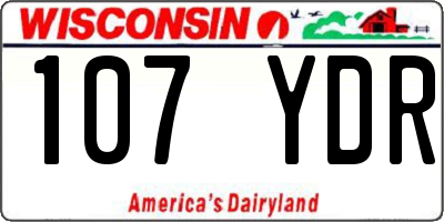WI license plate 107YDR