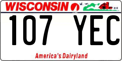 WI license plate 107YEC