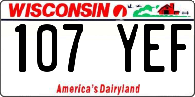 WI license plate 107YEF
