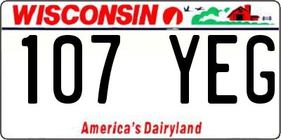 WI license plate 107YEG