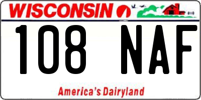 WI license plate 108NAF