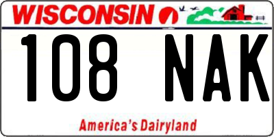 WI license plate 108NAK