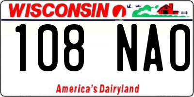 WI license plate 108NAO